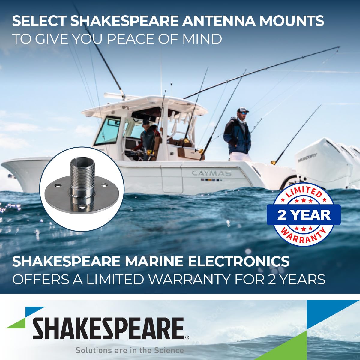 Shakespeare 4710 flange mount stainless steel body built for marine use.