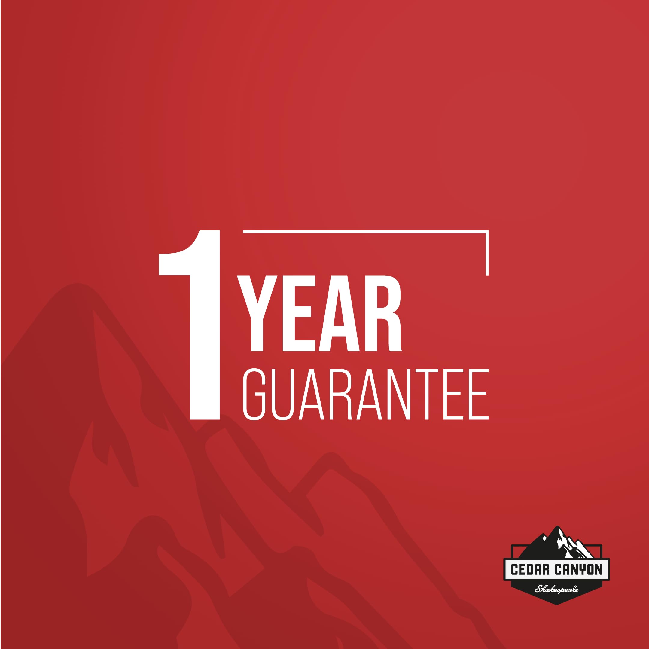 Shakespeare Cedar Canyon Click reel with 1-year guarantee for peace of mind.