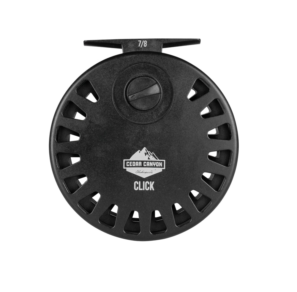 Shakespeare Cedar Canyon Click reel convertible left/right retrieve for flexible setup.
