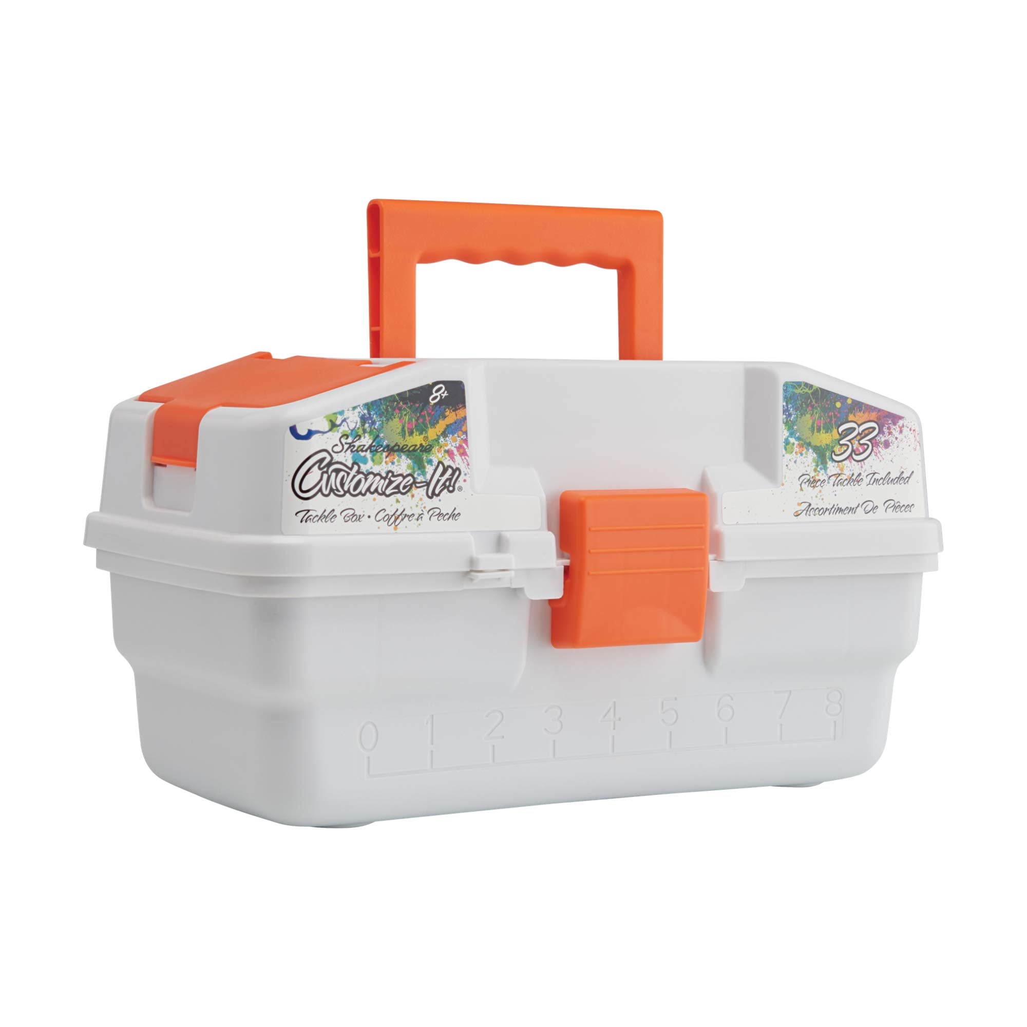 Shakespeare Customize-It Tackle Box lid-open demonstrating spill-proof organization on the go