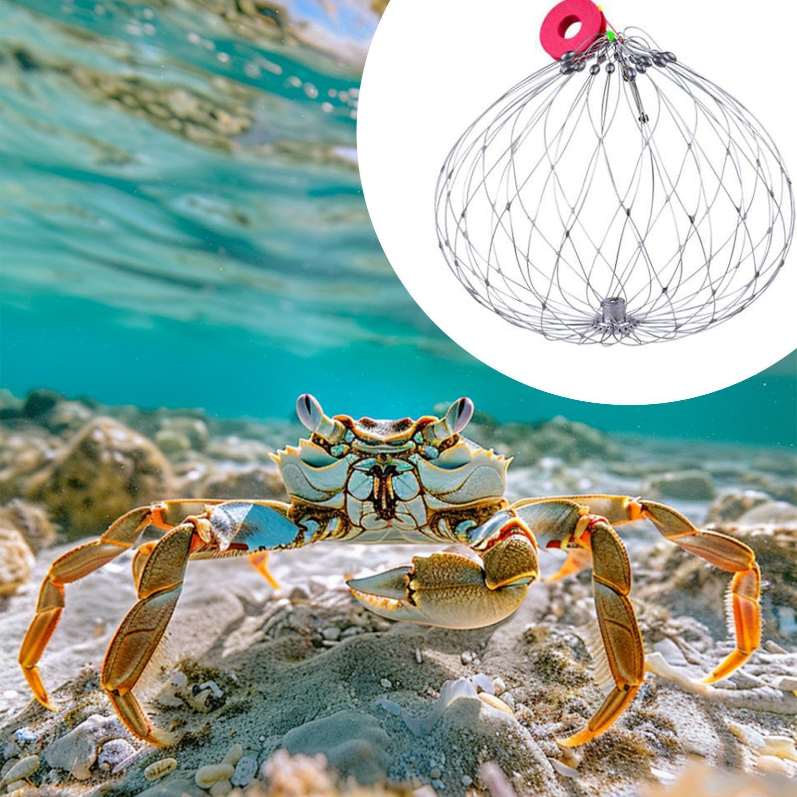 Shakven crab net close-up shows oversized bait pins to improve lure performance.