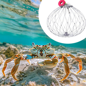 Shakven crab net close-up shows oversized bait pins to improve lure performance.