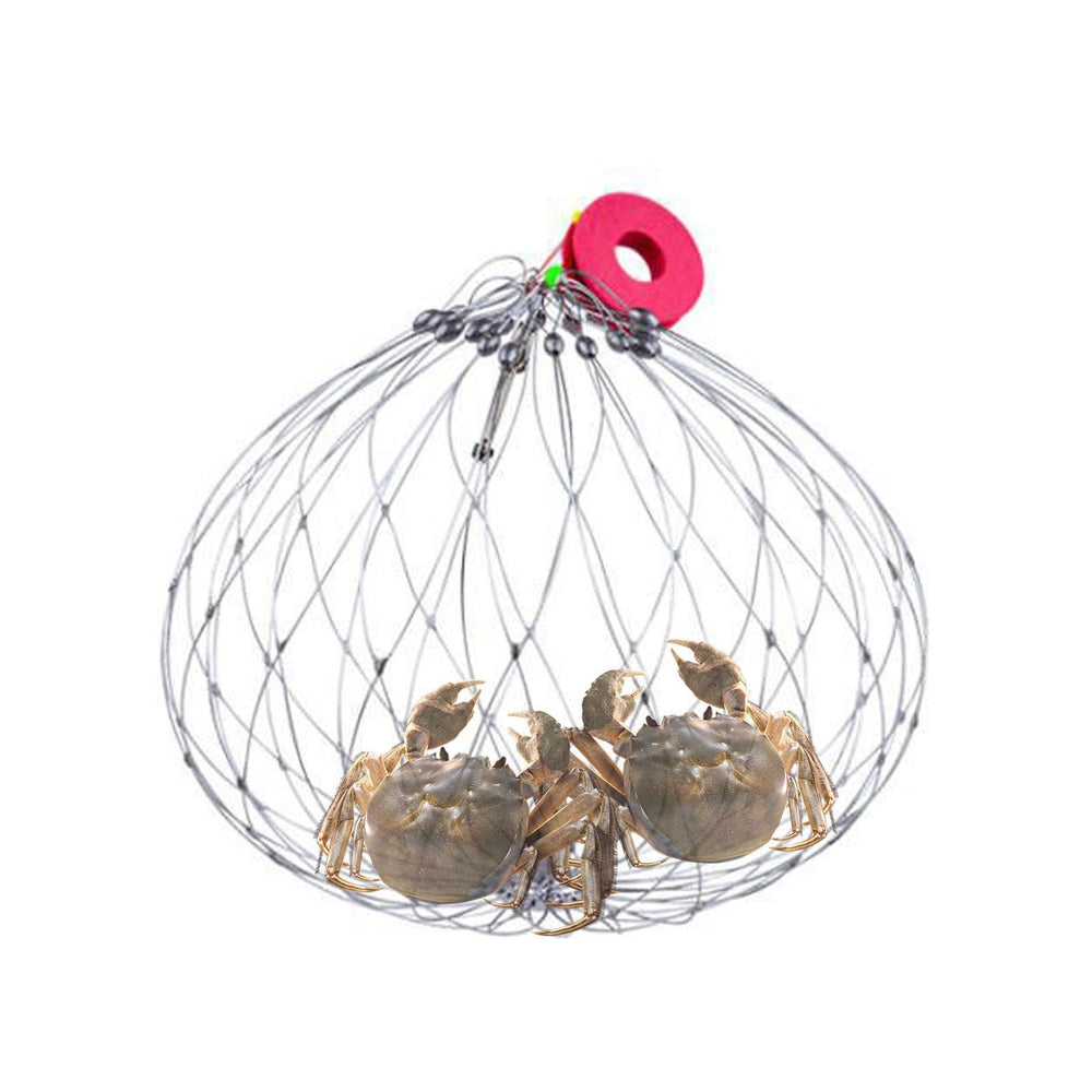 Shakven steel wire crab net demonstrates versatile use for crabs, lobsters, and fish.