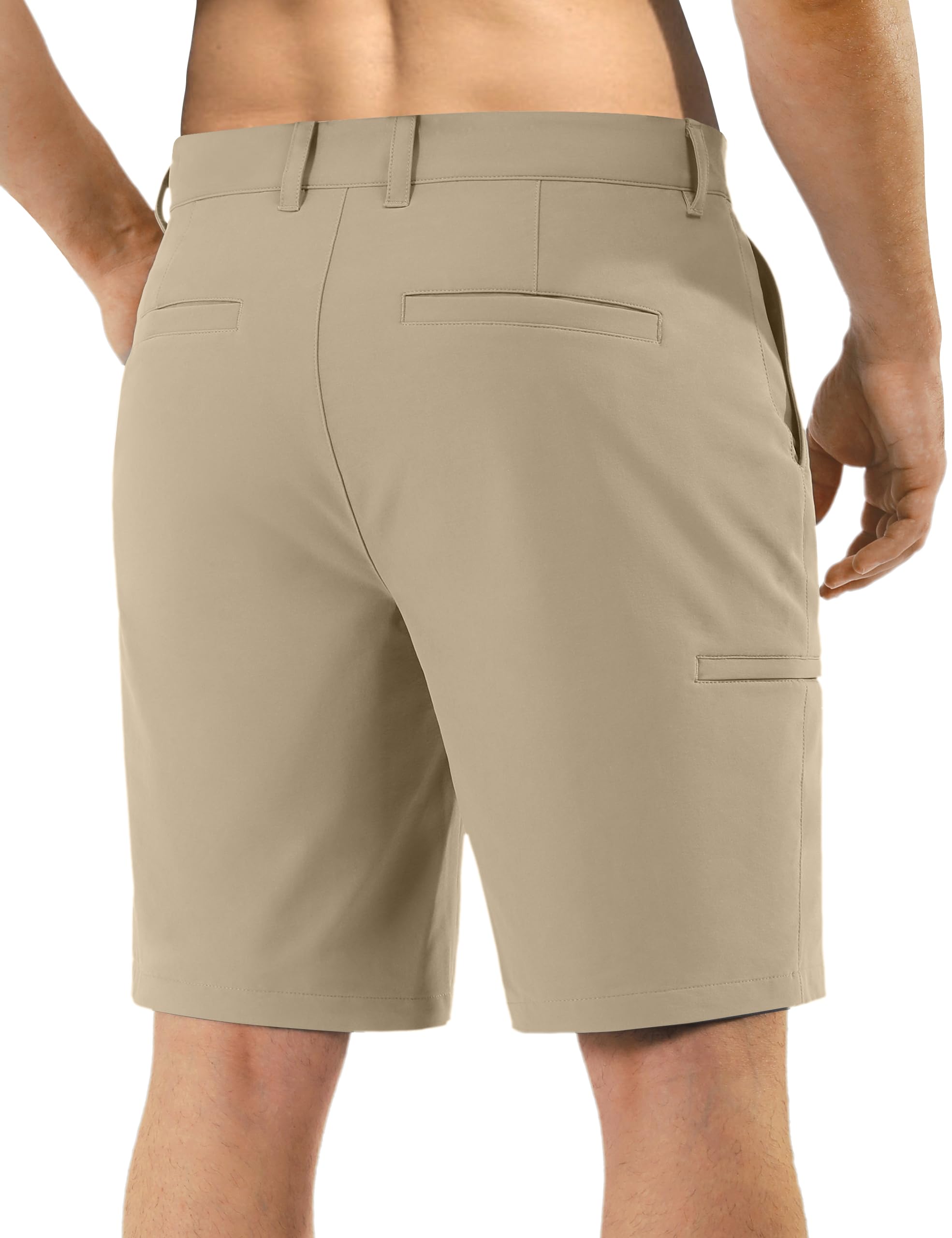 Shallowlulu men's golf shorts 7in khaki side highlights quick-dry performance for active wear.