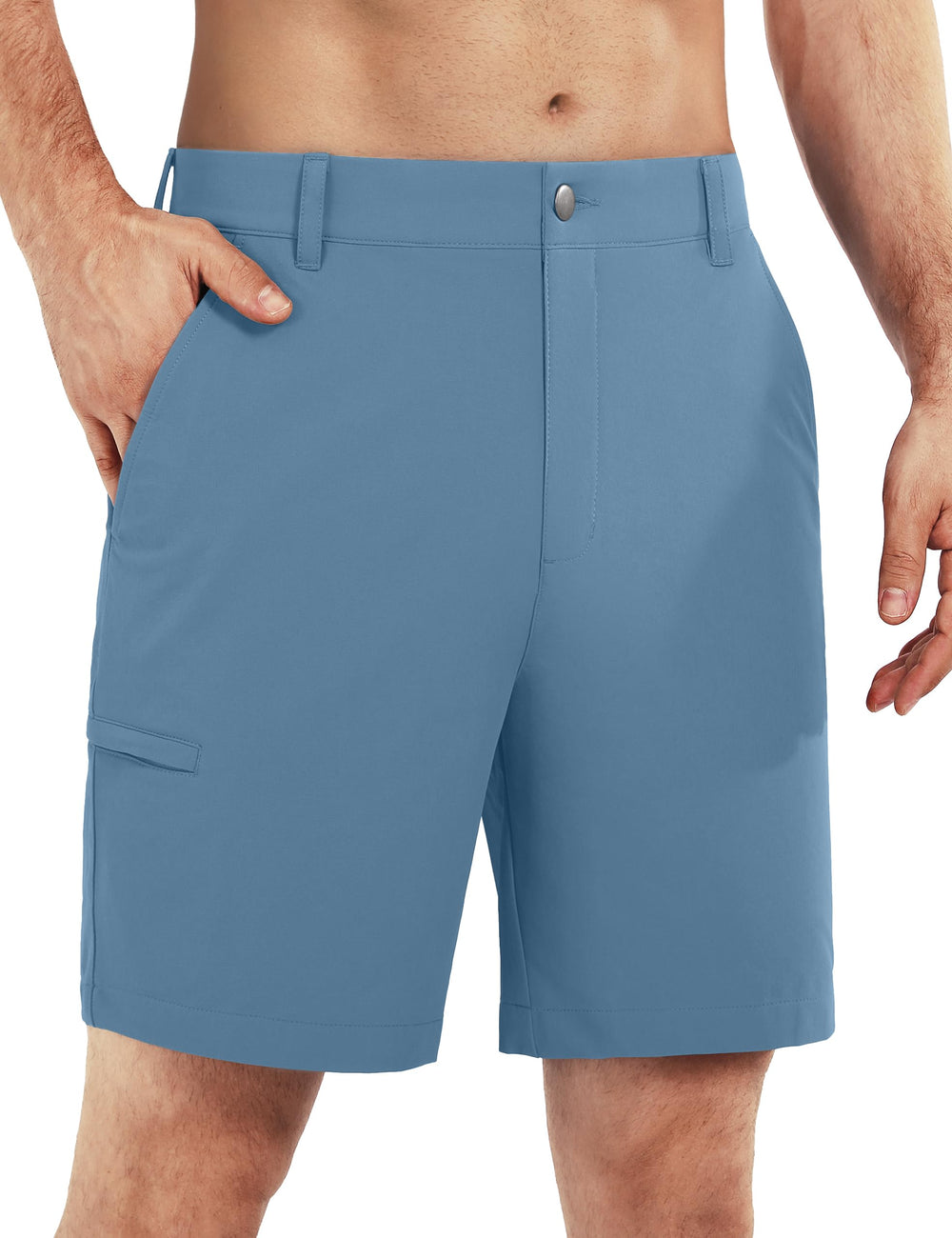 Shallowlulu men's golf shorts front view with 4-way stretch for mobility.