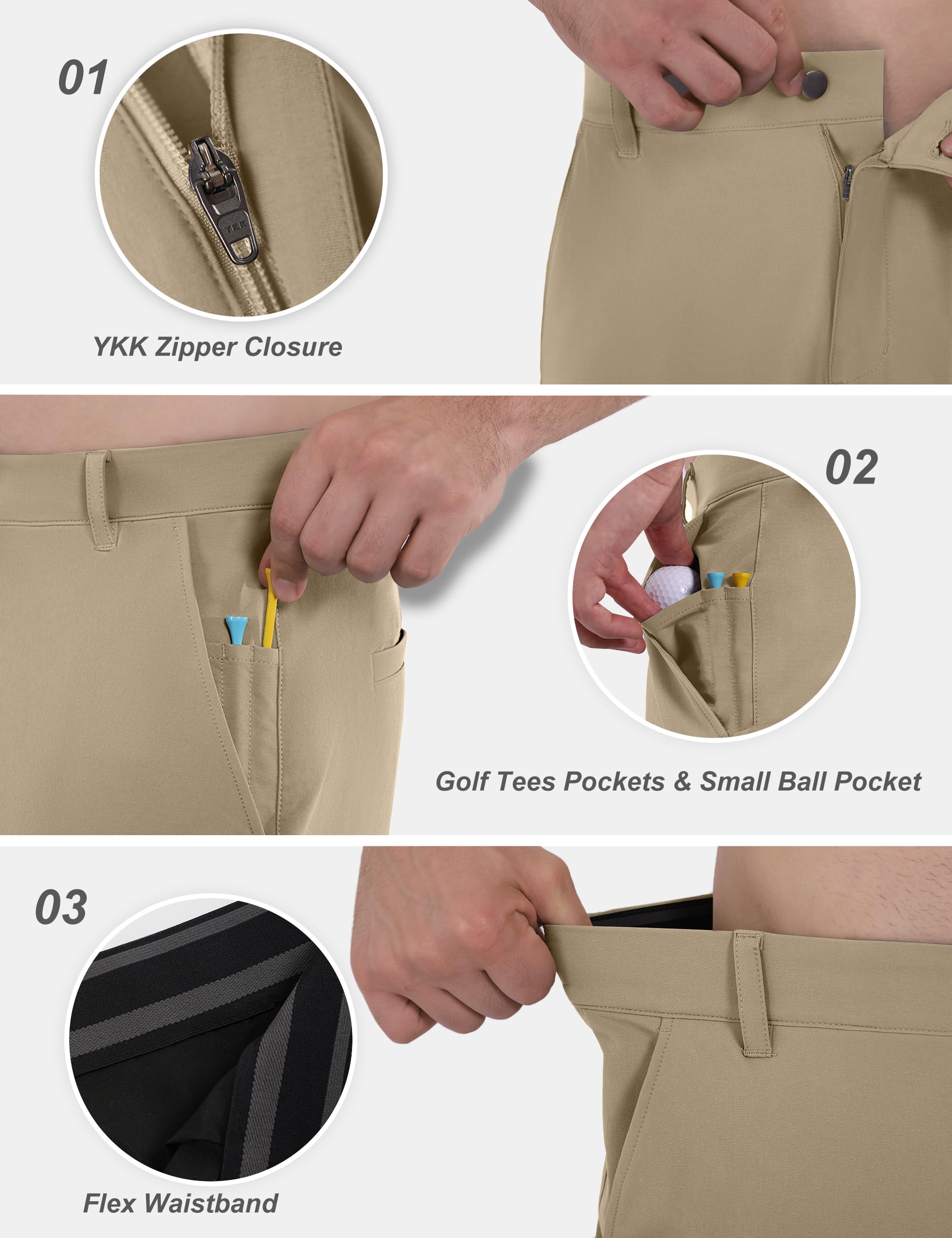 Shallowlulu men's golf shorts YKK zip fly closeup demonstrates secure closure and durability.