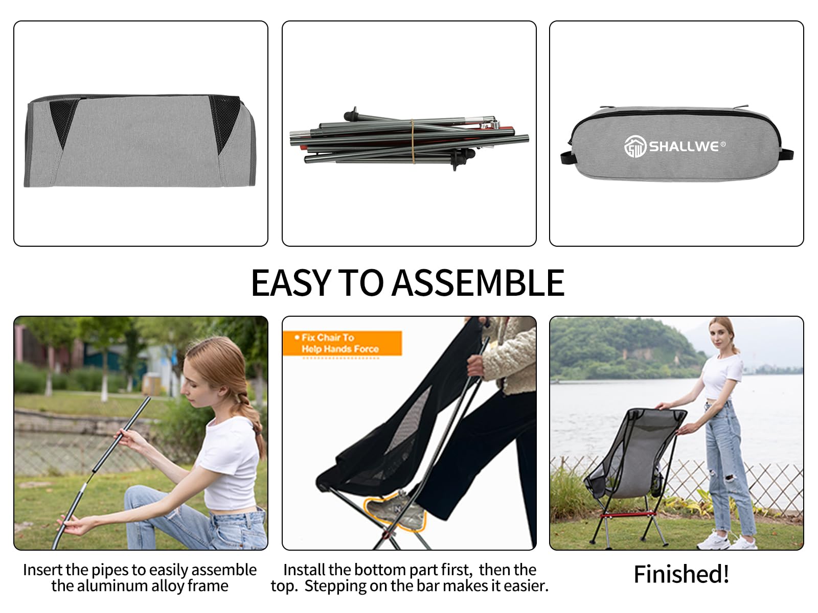 Shallwe camping chair carry-bag enables easy transport and storage