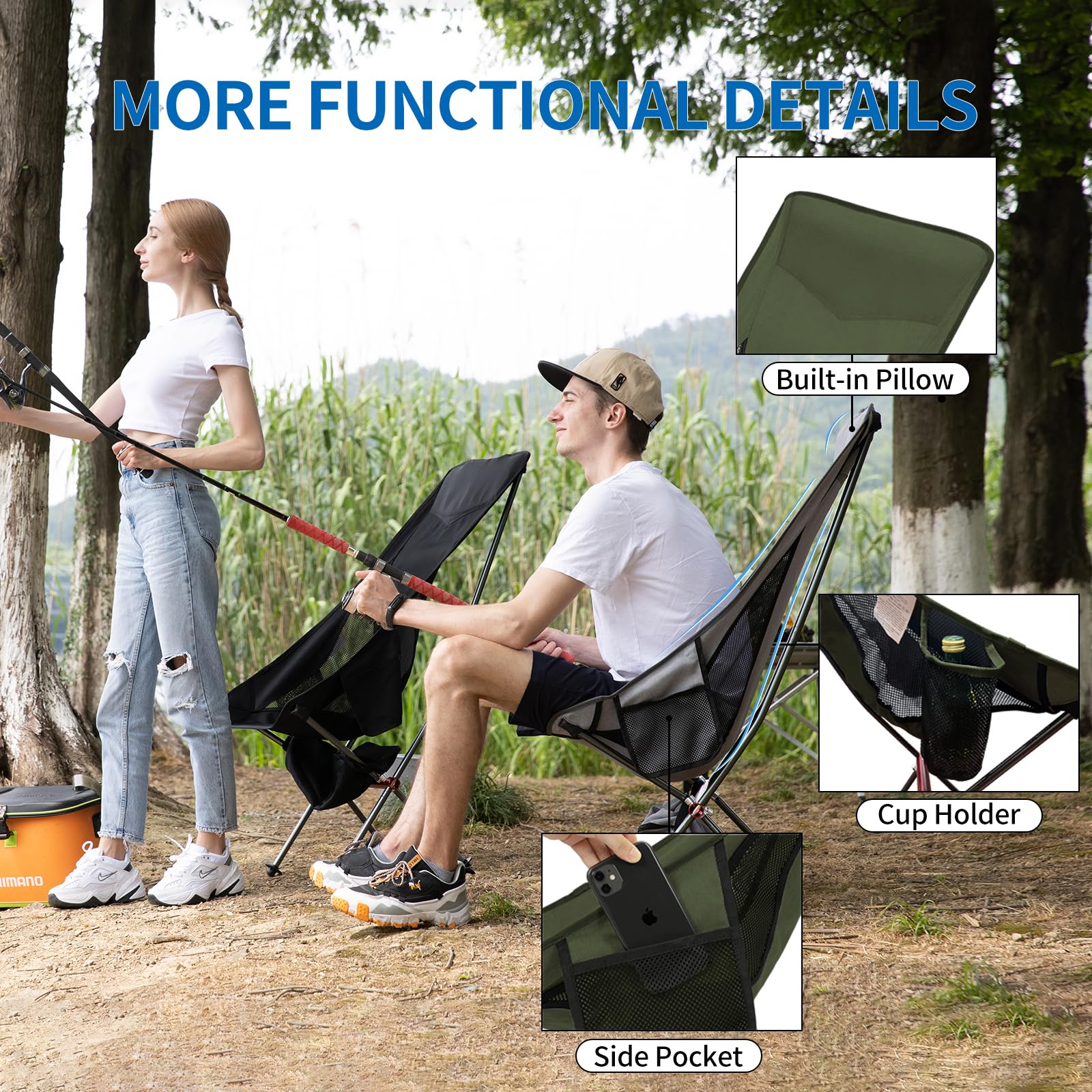 Shallwe camping chair carry bag simplifies transport and storage.