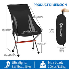 Shallwe camping chair compact-folded view shows easy carry and space-saving design.