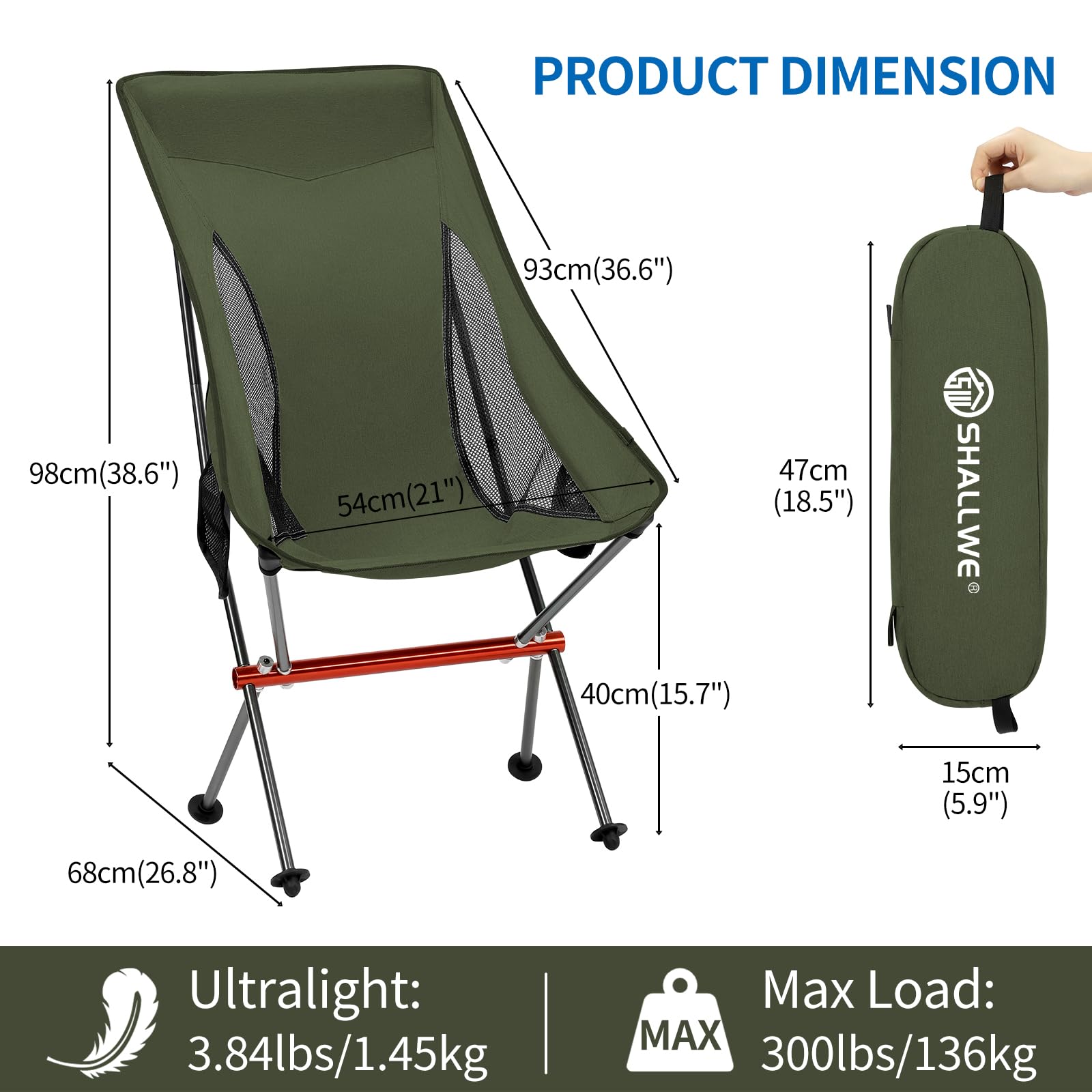 Shallwe camping chair side pocket keeps essentials within reach.