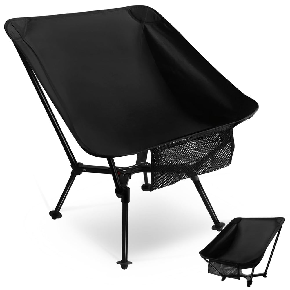 SHALLWE portable camping chair 66cm-wide setup for stable outdoor seating on any terrain.