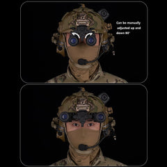 Shanyingquan AN/PVS31 dummy model tilt view demonstrates glow activation.