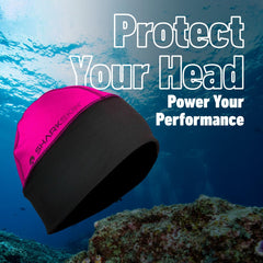 Sharkskin Chillproof Beanie pink side profile highlights flexible 4-way stretch.