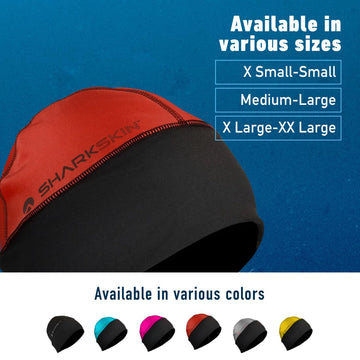 Sharkskin Chillproof Beanie red water-repellent surface sheds light rain.
