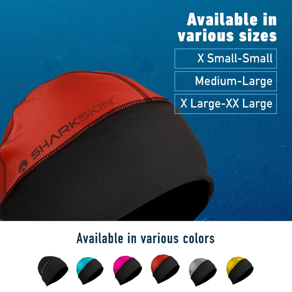 Sharkskin Chillproof Beanie red water-repellent surface sheds light rain.
