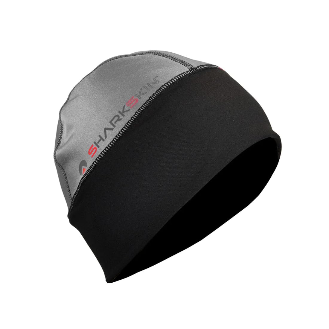 Sharkskin Chillproof Beanie Silver front view shows windproof warmth for outdoor activities.