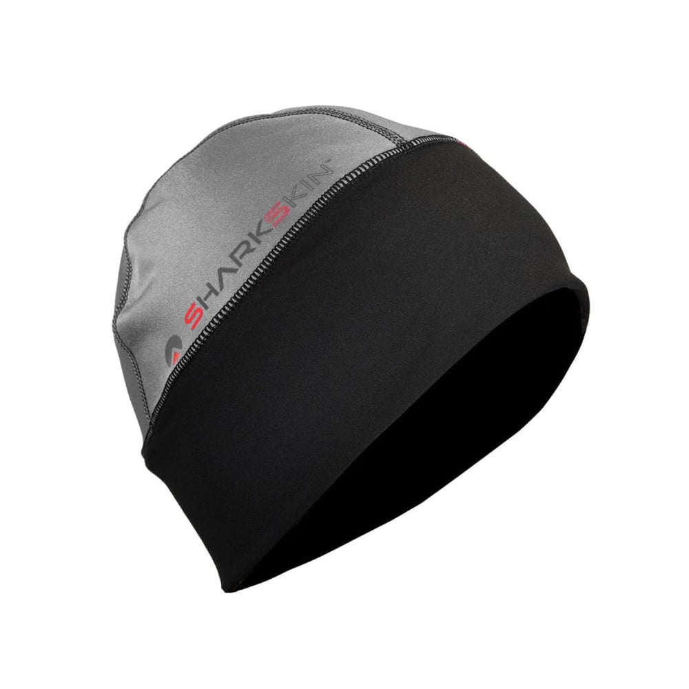 Sharkskin Chillproof Beanie Silver front view shows windproof warmth for outdoor activities.