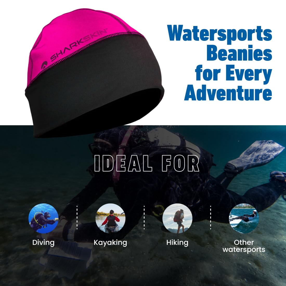 Sharkskin Chillproof Beanie worn during outdoor activity demonstrates windproof warmth and comfort.