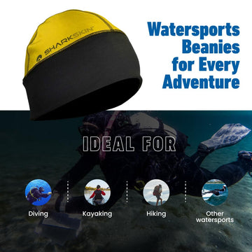 Sharkskin Chillproof Beanie yellow, windproof shell in motion, 4-way stretch for easy wear.