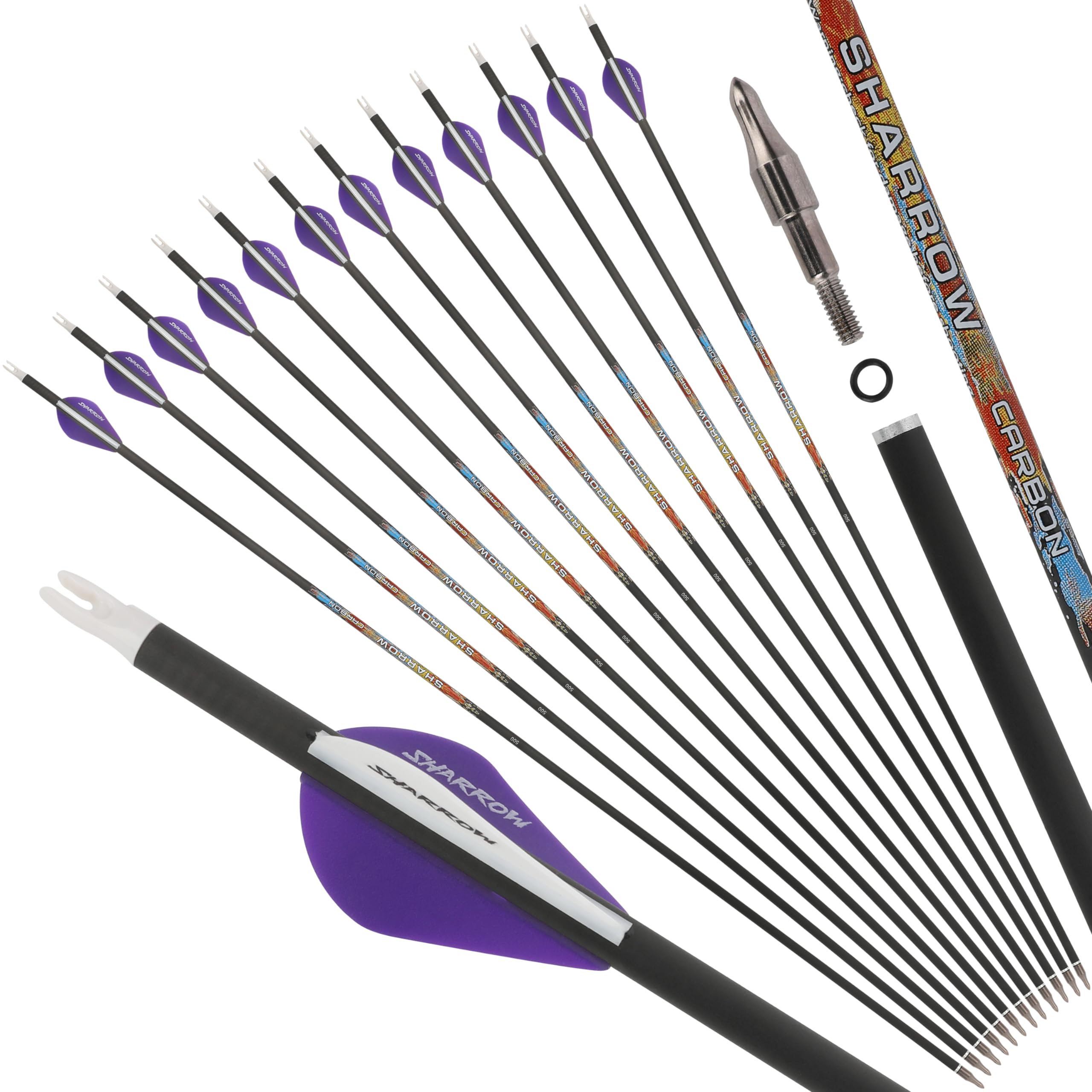 SHARROW 31-inch carbon arrow removable-100grain-tip for versatility in hunting and practice.