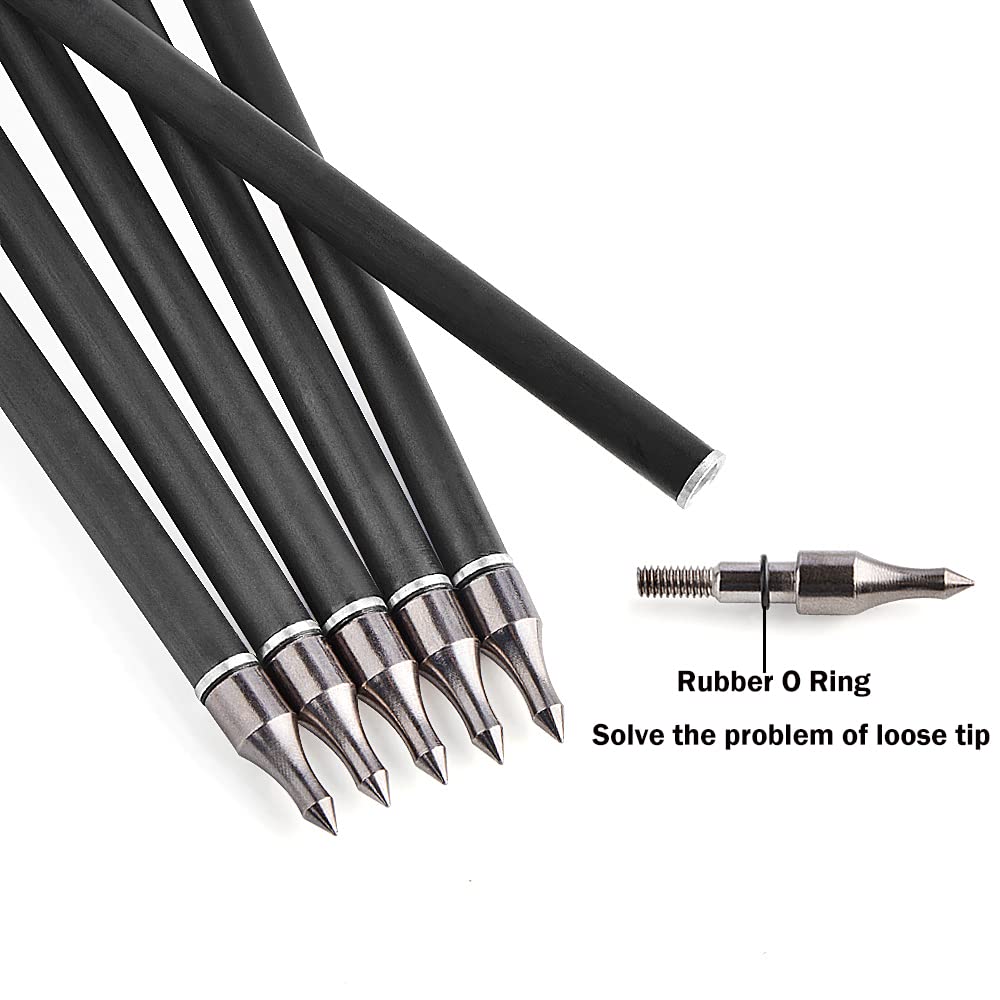 SHARROW 31 carbon arrows feature 2-inch rubber fletching for stable flight in varying conditions.