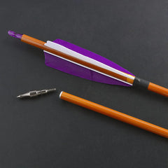 SHARROW bamboo-pattern arrow with turkey-feather fletching for wind-stable flight.