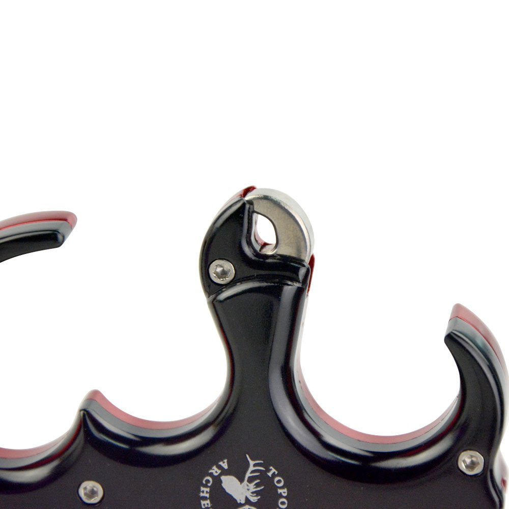 SHARROW bow release aid CNC-machined surface with oxidation finish.