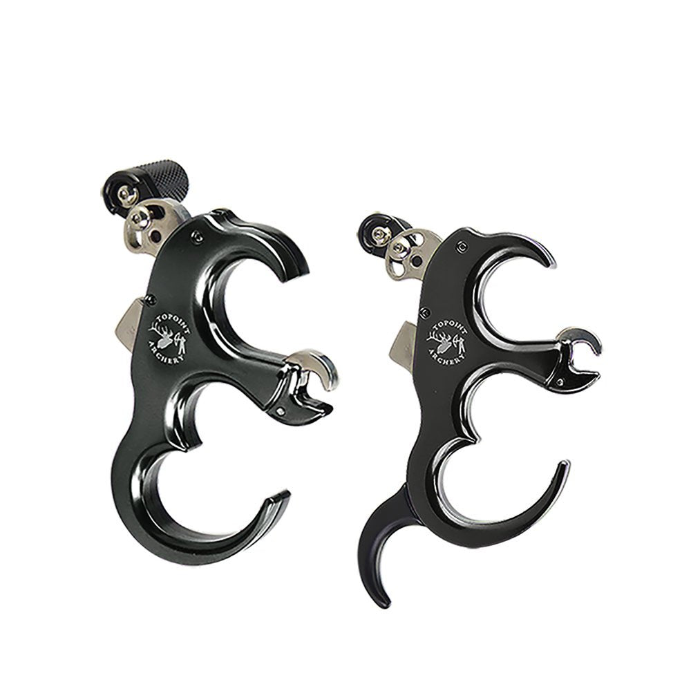 SHARROW bow release aid thumb-trigger black close-up for precise grip.