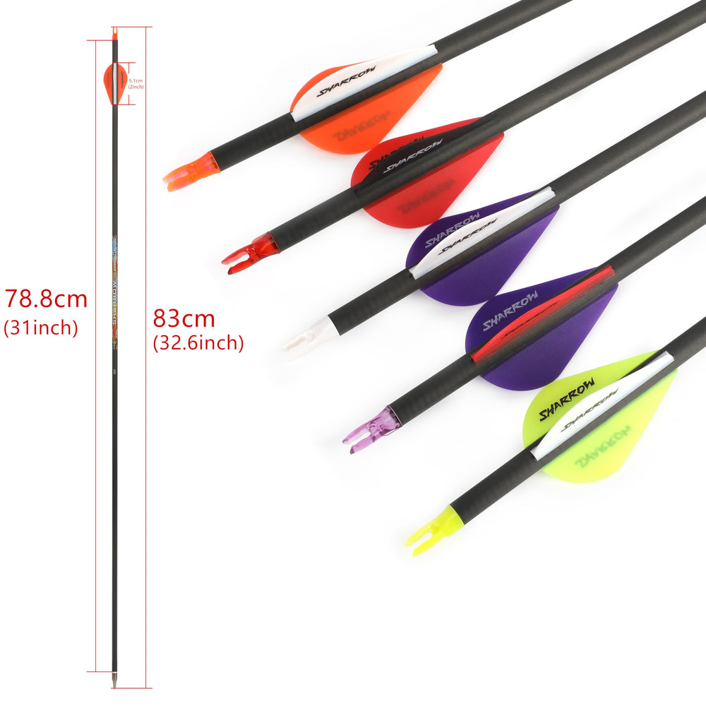 SHARROW orange-white spine 350 arrows provide mid-weight performance for stable shots.