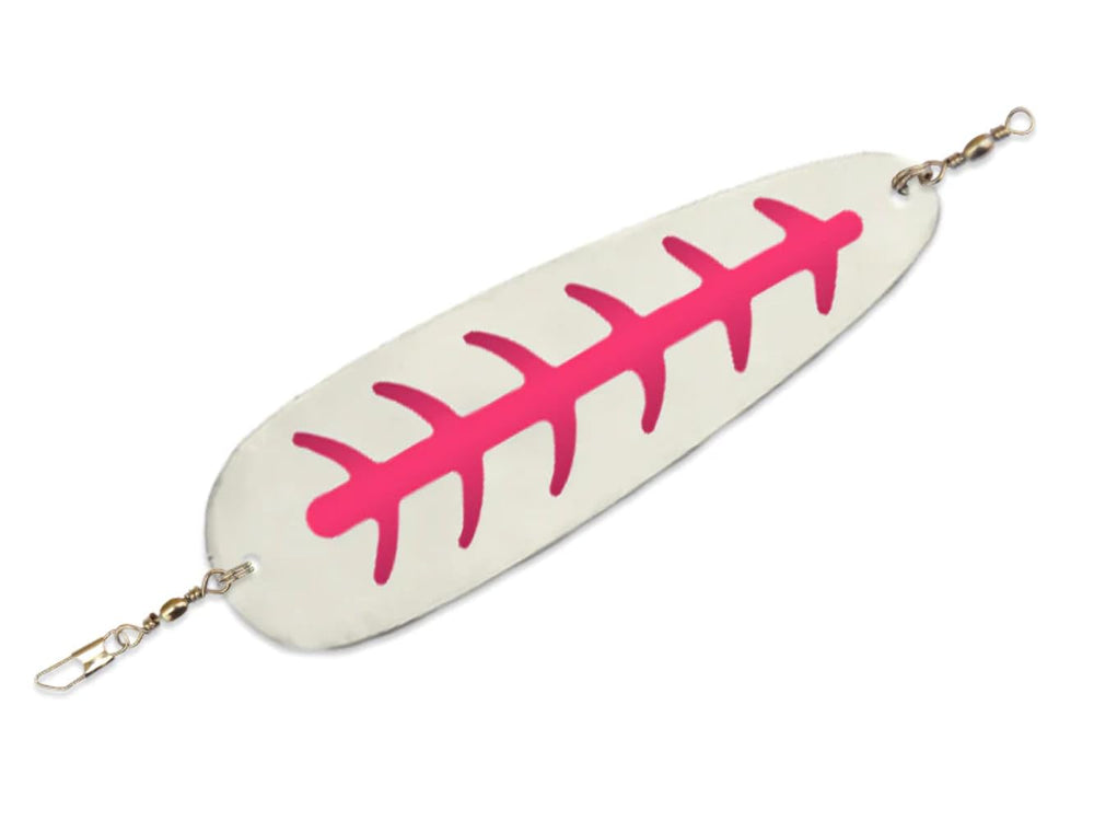 Shasta Tackle Sling Blade #3 Silver/Pink, 4-inch lure, attracts strikes.
