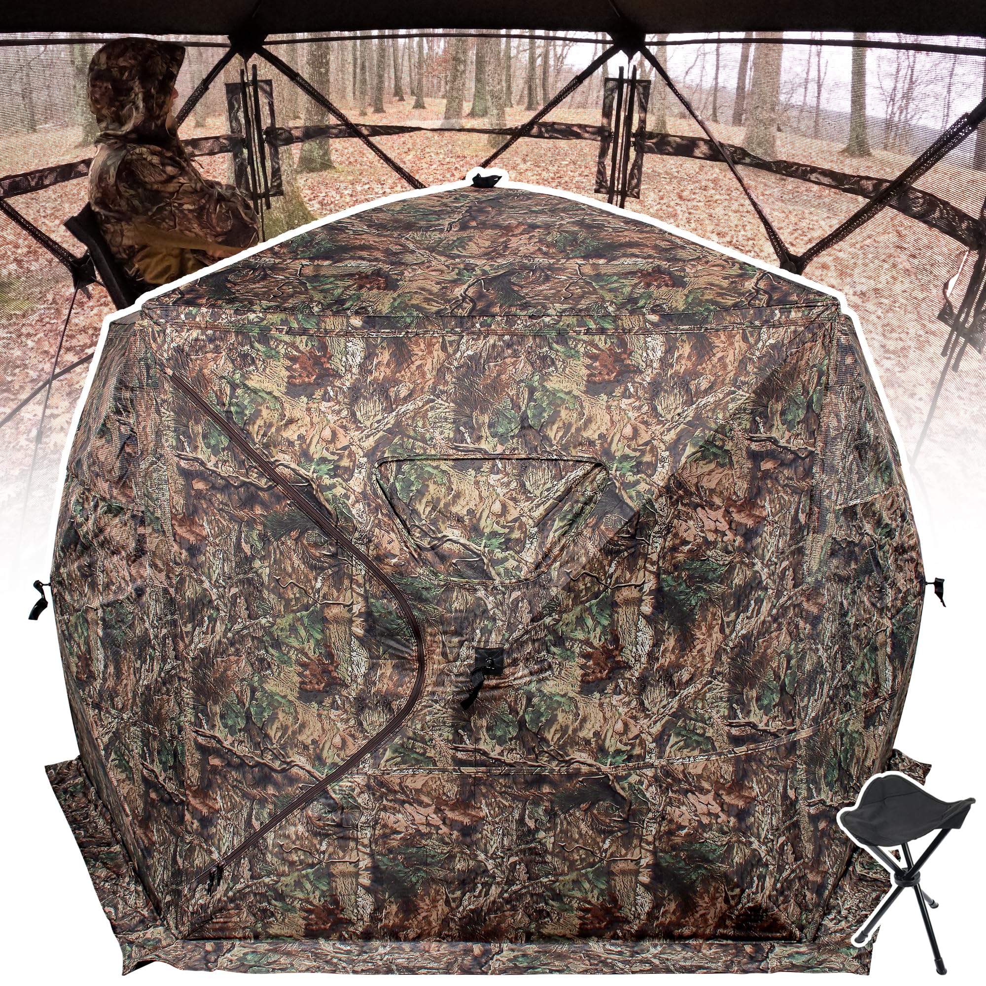 ShedOFF extra-large hunting blind setup shows quick pop-up readiness for dawn hunts