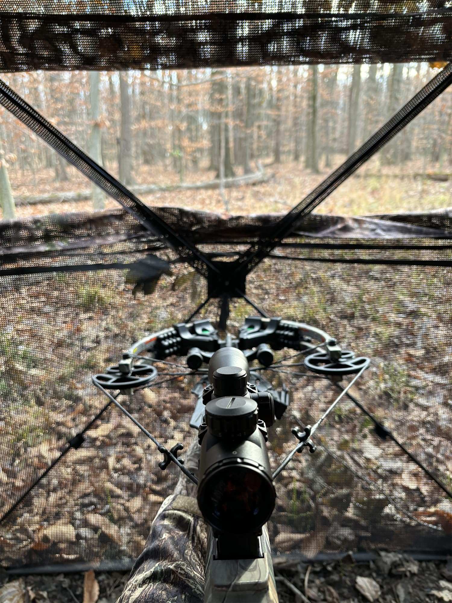 ShedOFF ground blind pops up quickly for fast field deployment.