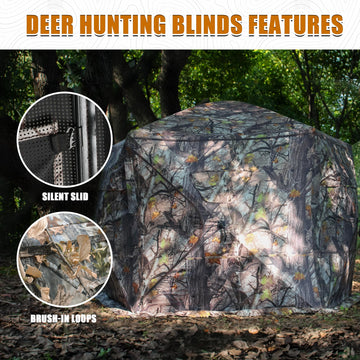 ShedOFF hunting blind wind and rain resistant roof protects gear during hunts.