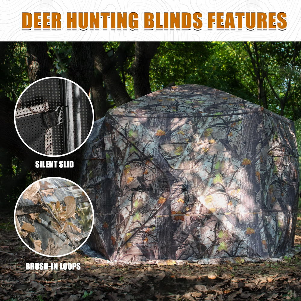 ShedOFF hunting blind wind and rain resistant roof protects gear during hunts.