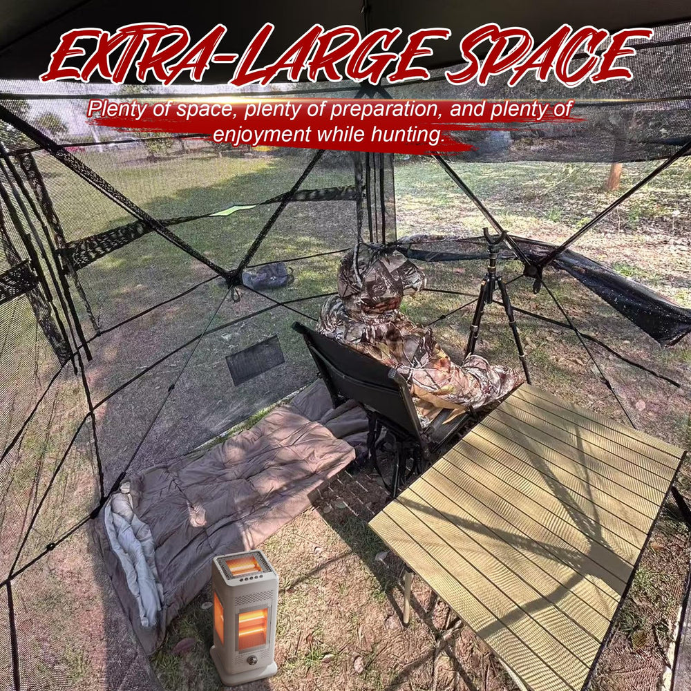 ShedOFF portable hunting chair next to the blind for easy seating.