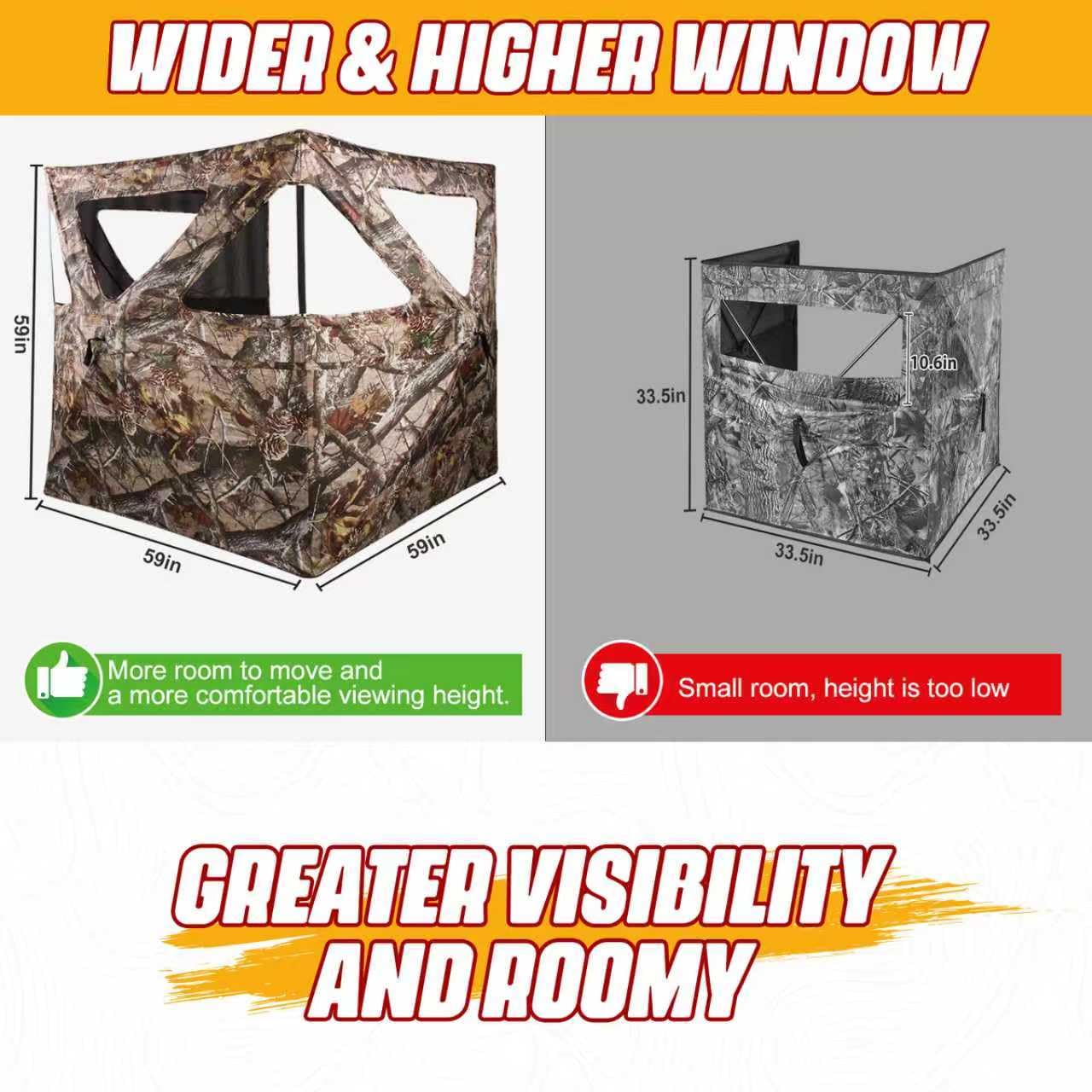ShedOFF See Through 3-Panel Hunting Blind windows-closeup reveals five see-through panels supporting concealment.