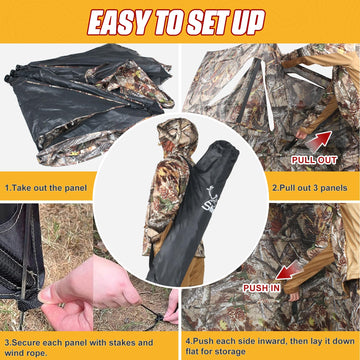 ShedOFF See Through 3-Panel Hunting Blind in-woods-use shows versatile field application.