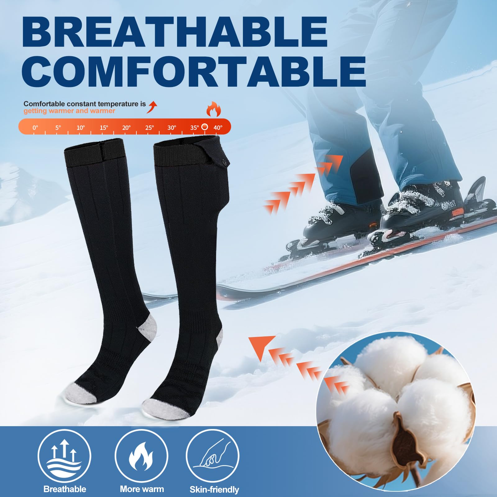 SHEEVONIX heated socks highlight carbon-fiber heating layer for even warmth
