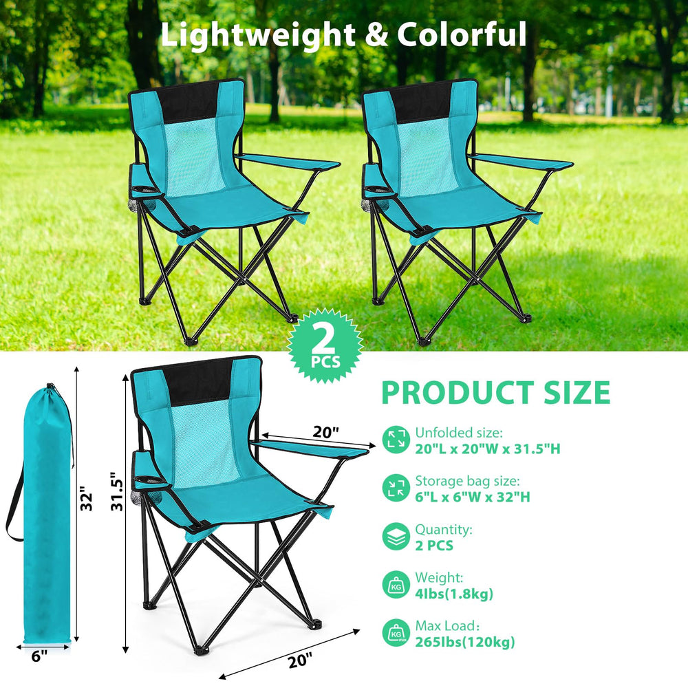 Shellwei 2pc folding chairs with carry bags for easy transport