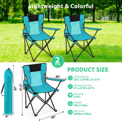 Shellwei 2pc folding chairs with carry bags for easy transport