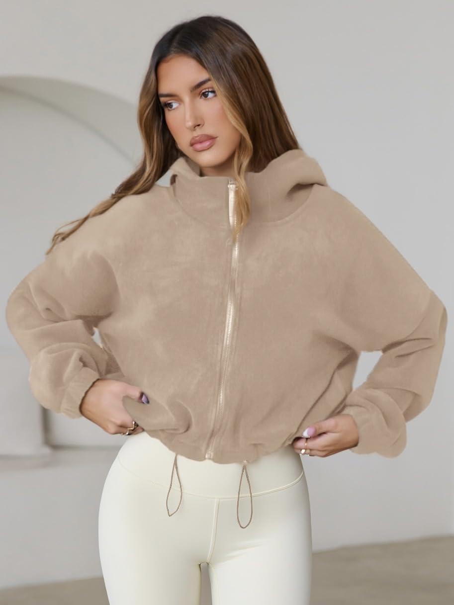 SHELOOKS camel sherpa crop coat with stand collar offers stylish warmth for outdoor activities.