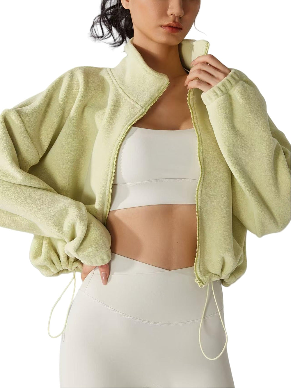 SHELOOKS women's casual fleece short jacket full-zip front view shows warmth and style