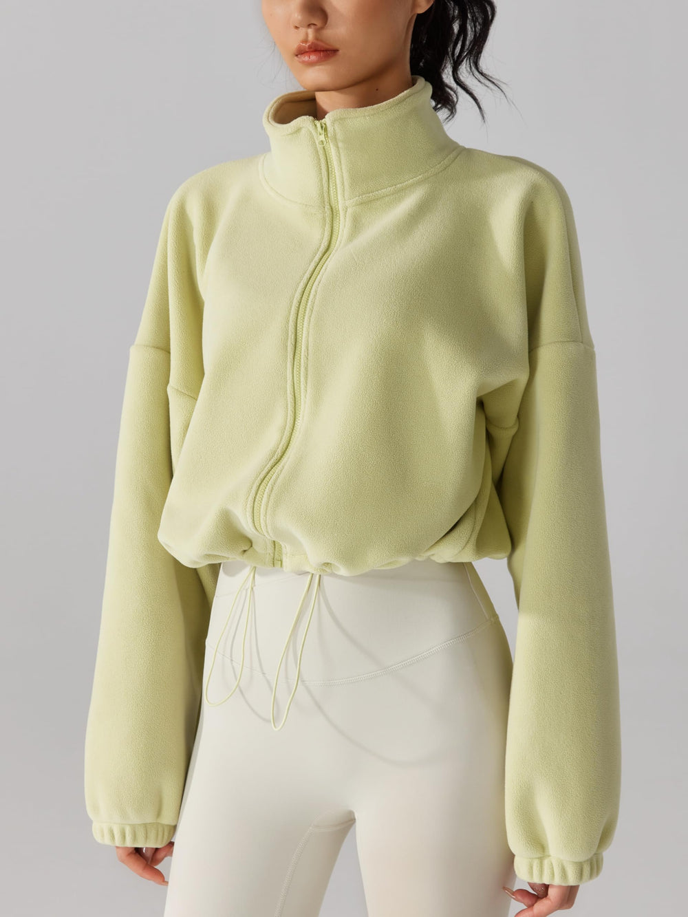 SHELOOKS lime-green fleece outfit ideal for outdoor walks and daily commutes