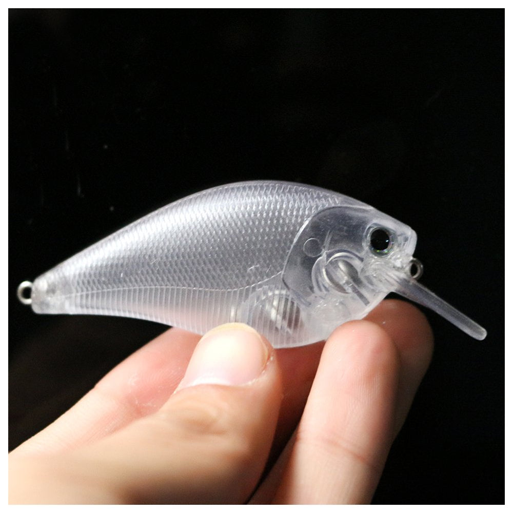 Shelt unpainted crankbait blanks with a 2.5 square bill for responsive shallow diving.