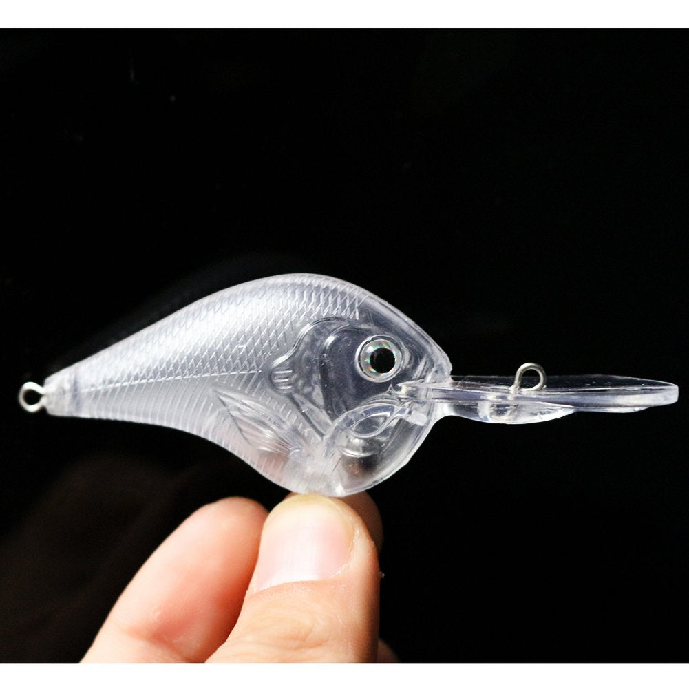 Shelt unpainted crankbaits with free eyes for enhanced realism during casting