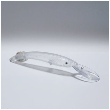 Shelt unpainted crankbait with lip for 10-15 ft diving depth and strong retrieves