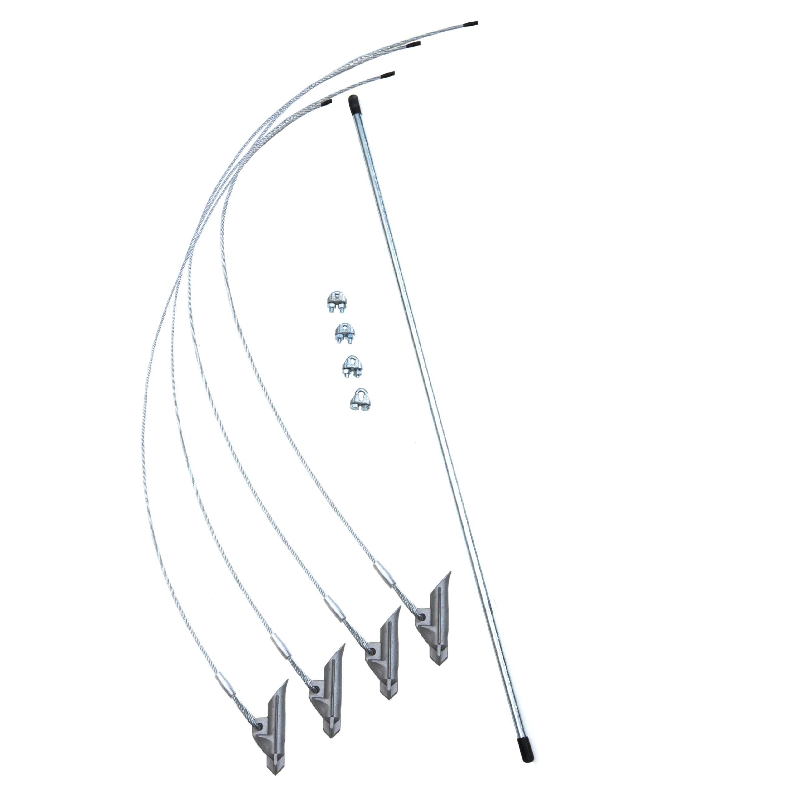 ShelterLogic easy hook anchors securing shelters to grass or soil for reliable stability.