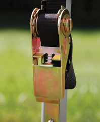 Frame-to-anchor tightening shown in ShelterLogic RatchetTite kit