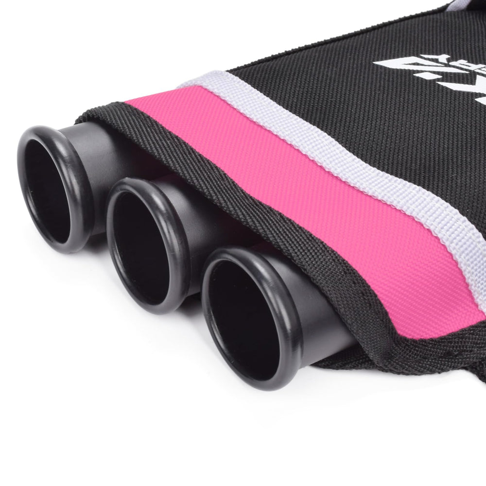SHENG-RUI archery hip quiver 3 tubes detachable demonstrates flexible arrow storage for different arrows.