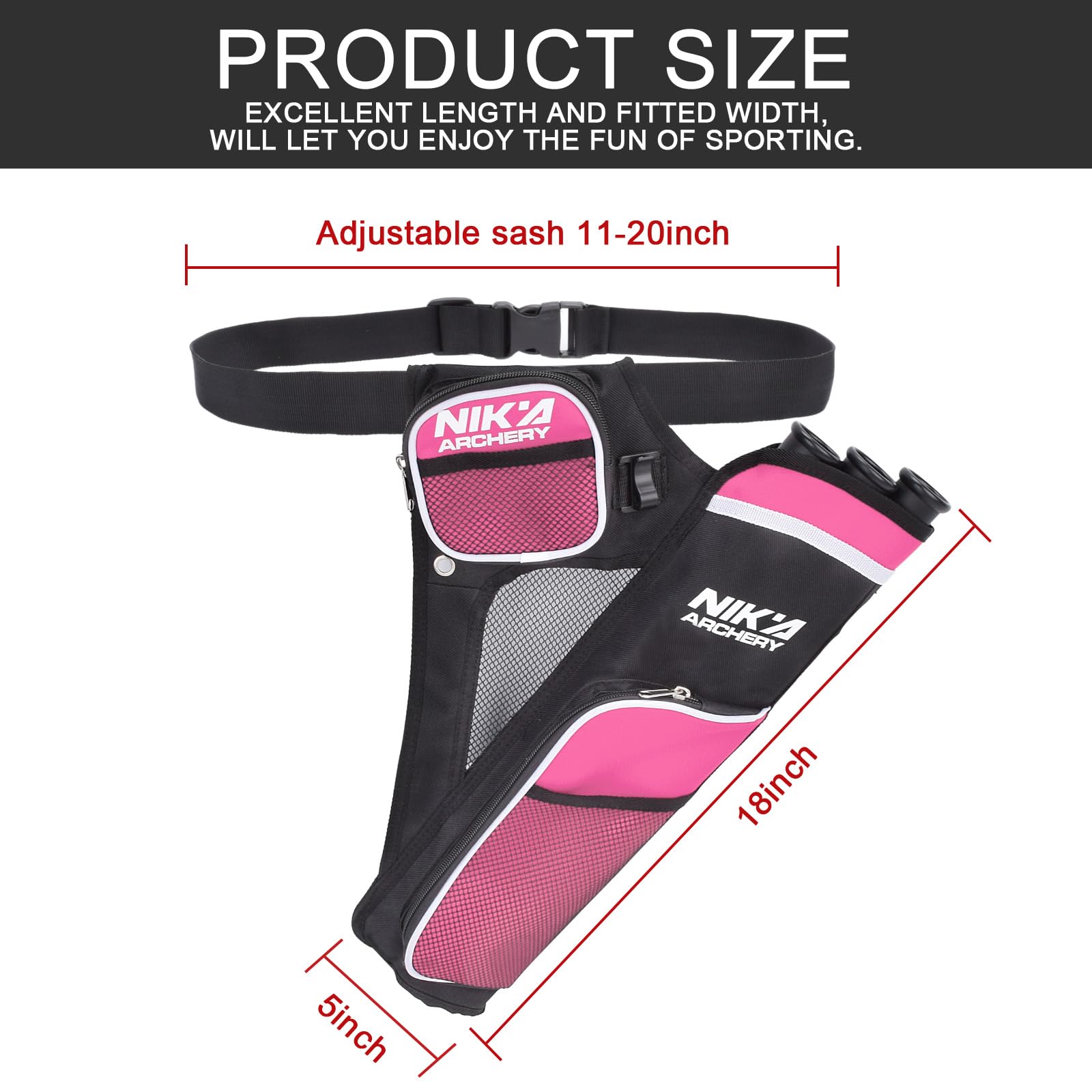 SHENG-RUI archery hip quiver adjustable belt highlights customizable waist fit for youths and adults.